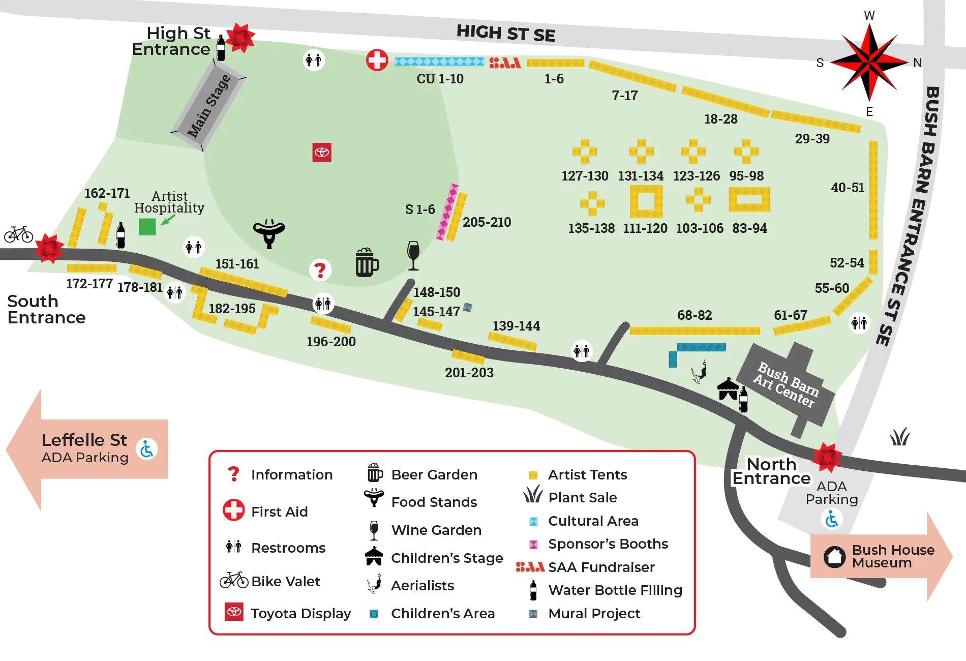 Festival grounds map with artist booths